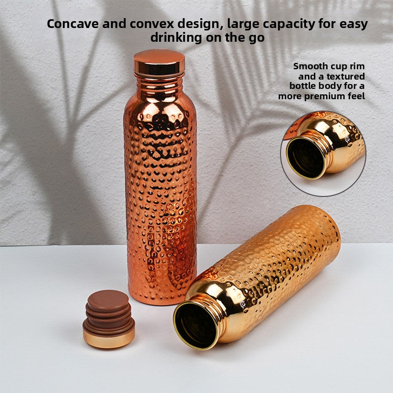 Hammered Texture Electroplated Stainless Steel Sports Water Bottle