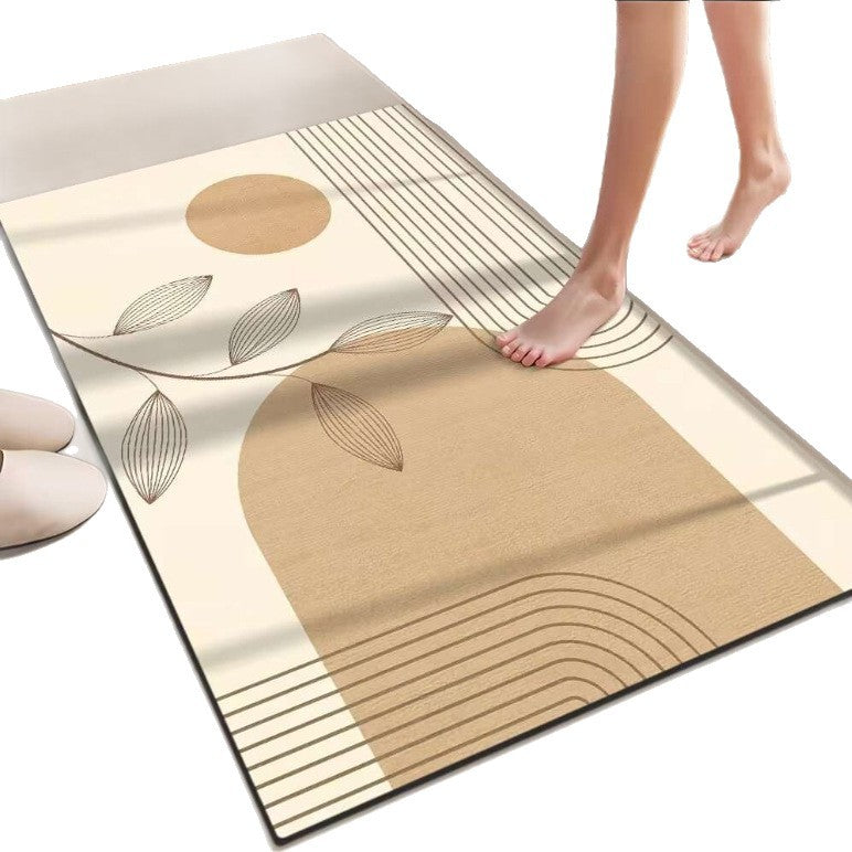 Japanese-style minimalist shower room entrance absorbent mat, home entryway doormat, cat-friendly mat, solid color bathroom door mat