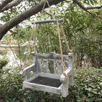 Outdoor Wooden Bird Feeder Automatic Hanging Pet Chair Feeder Balcony House Garden Bird Feeder