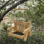 Outdoor Wooden Bird Feeder Automatic Hanging Pet Chair Feeder Balcony House Garden Bird Feeder