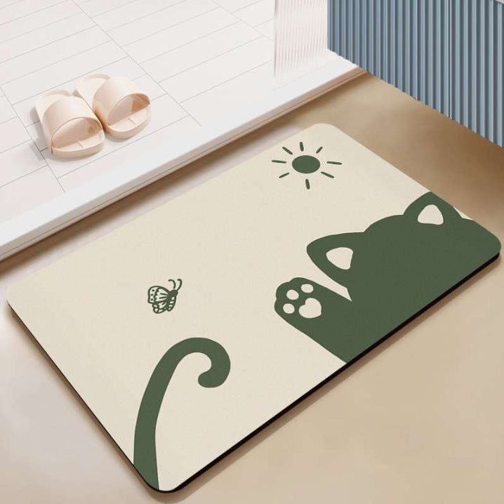 Japanese-style minimalist shower room entrance absorbent mat, home entryway doormat, cat-friendly mat, solid color bathroom door mat