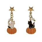 Pumpkin Cat Cute Alloy Earrings Sweet Cool Girly Heart Style