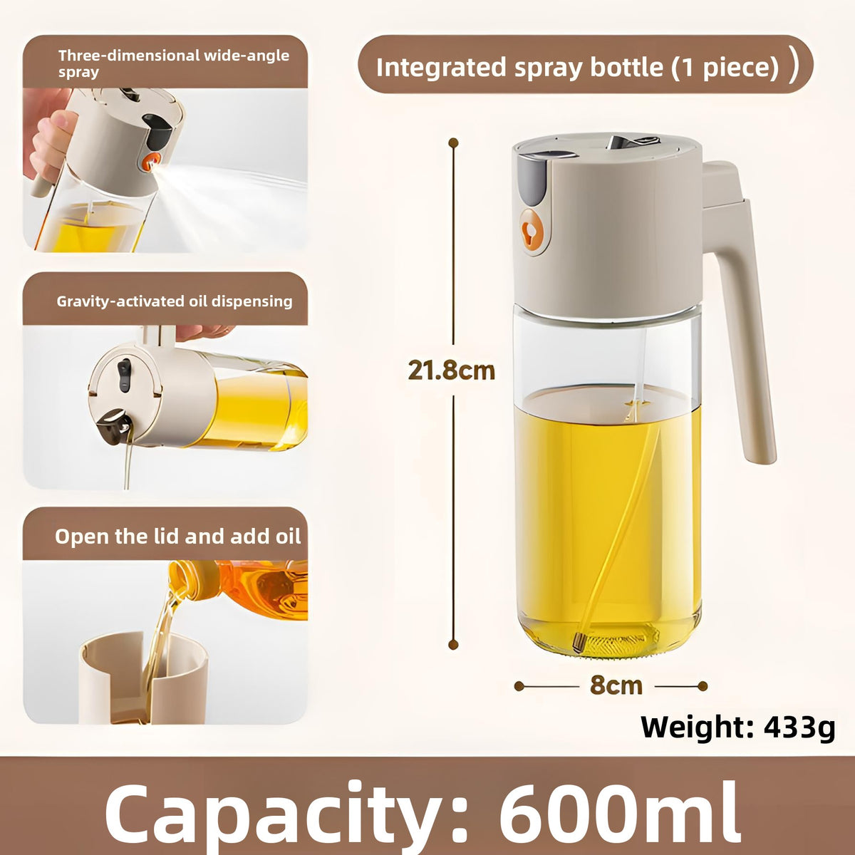 Glass Automatic Oil Dispenser Bottle