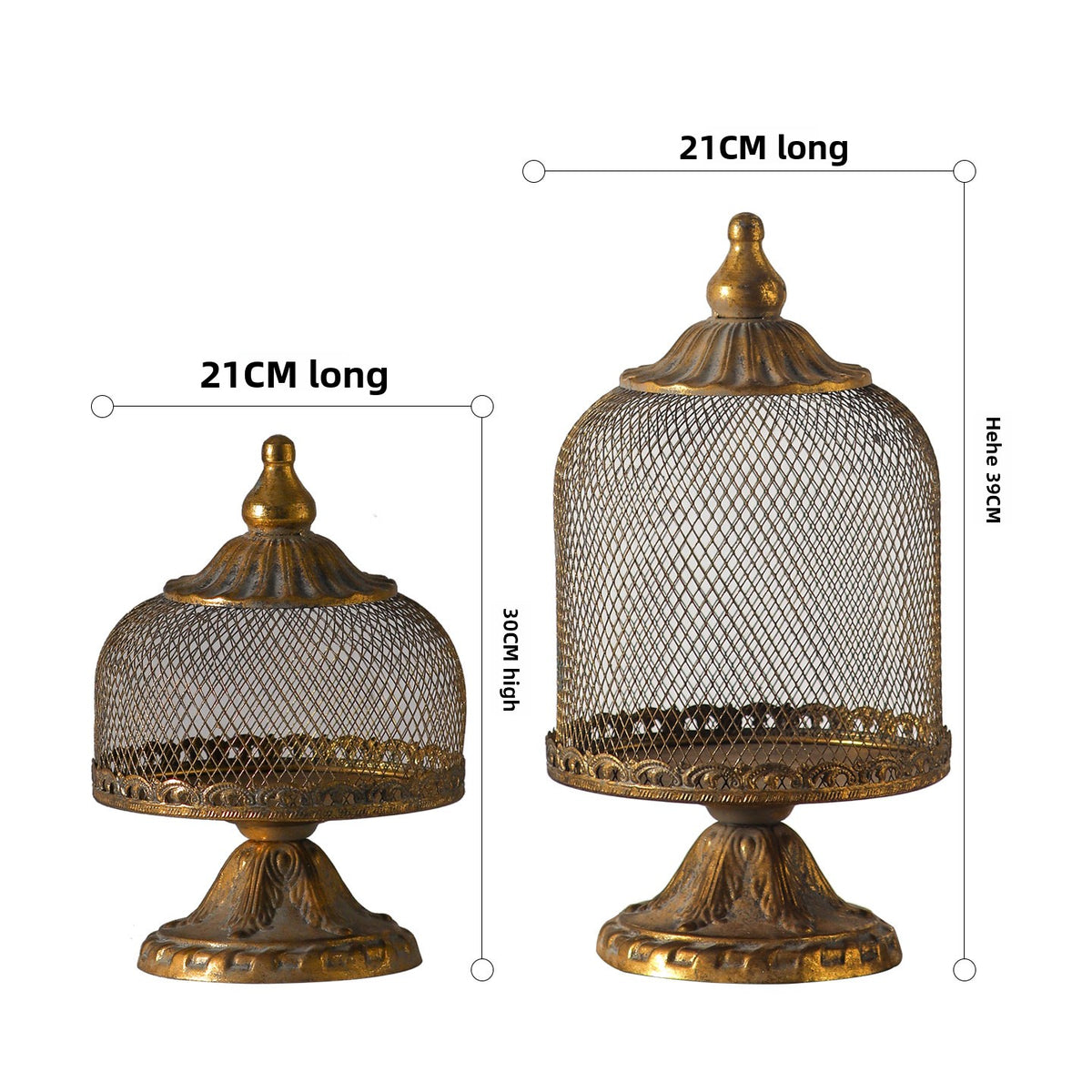 American-Style Vintage Wrought Iron Candle Cage Distressed Holder Home Decor